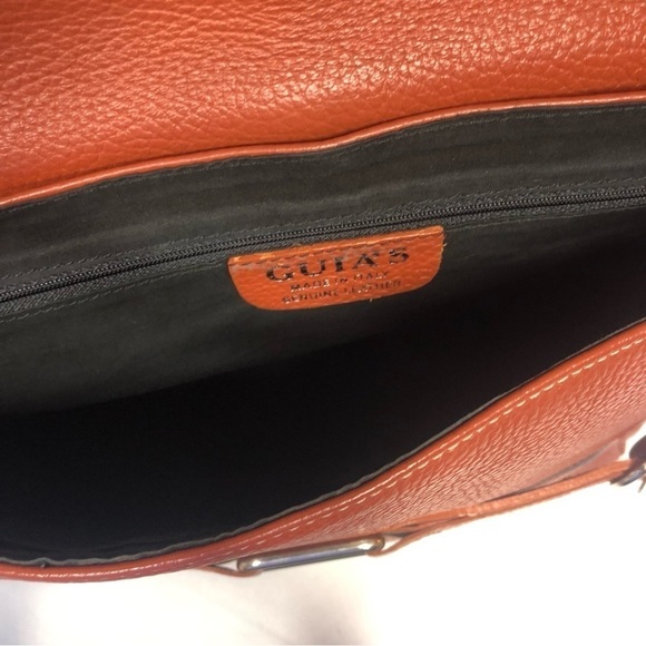 GUIA'S Purse Cognac Pebbled Leather Silver Buckle Italian Messenger Bag Vintage - Picture 14 of 14